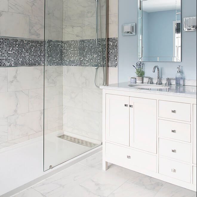 bathroom with marble tile fireplace tv soaker tub
