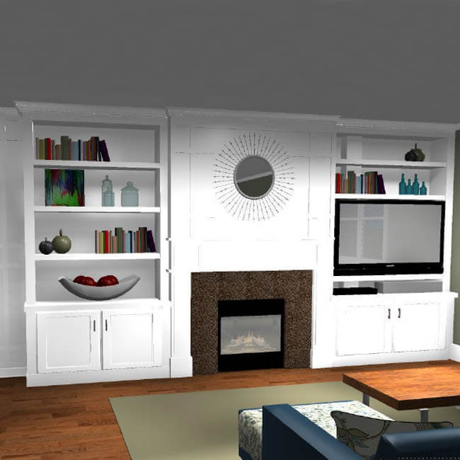 custome bookshelf 3D rendering