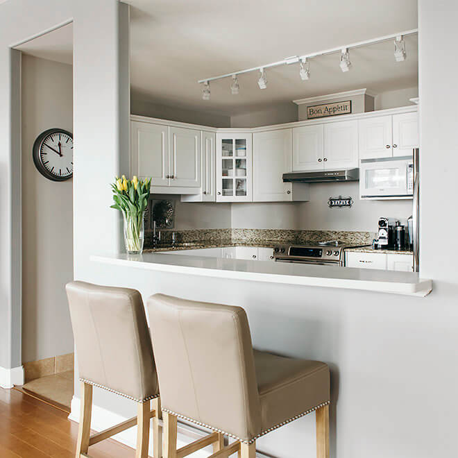 condo remodel living room pass through to kitchen