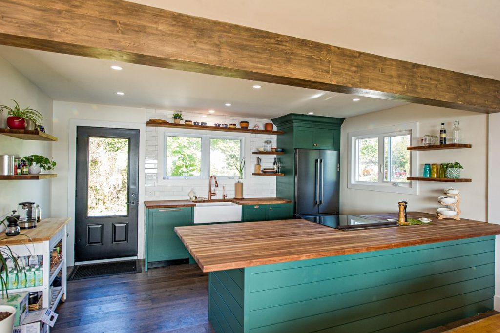 Nature elements home interior kitchen remodel near Ketch Harbour in Nova Scotia